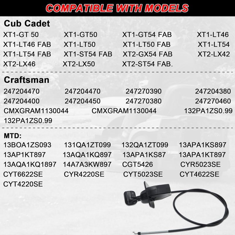 REEPLAR 2025 Upgrade 946-05098c Throttle Choke Cable Replace 946-05098A 946-05098b 746-05098a Compatible with Cub Cadet Throttle/Choke Cable XT1-LT46 LT50 GT50 GT54 ST54 XT2-LT54 LX46 GX54 - Image 5